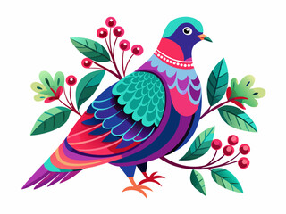 Colorful Stylized Pigeon Illustration with Vibrant Tea Tones – Artistic and Playful Bird Design