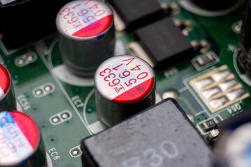Fragment of the printed circuit board of the processor with SMD components