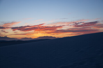 Colorful sunset at White Sands National Park, New Mexico