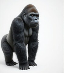 Obraz premium Powerful Gorilla Portrait Against a Clean Background