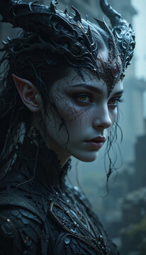 Ethereal Malevolence: AI-Crafted Dark Fantasy Demon Portraits