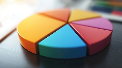 Fototapeta premium A D financial pie chart with expanding segments, reflecting the growth of different financial sectors in a thriving economy.