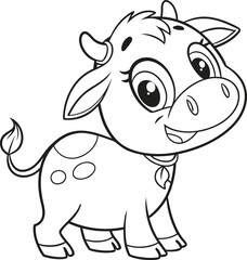 cartun cow line art vector illustration