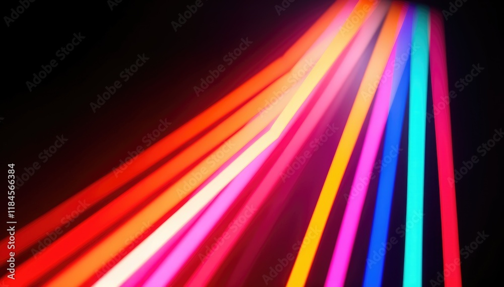 Aufkleber vibrant multicolored light streaks converge in dynamic display against dark background energetic and