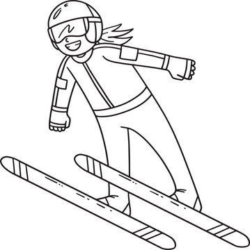 recommend clip art: Ski Jumping Female Ski Jumper Taking Off Isolated 