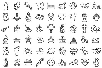 Naklejka premium Collection of Motherhood-Themed Icons on Transparent Background