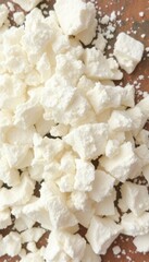Close up of crumbled white dairy product feta cheese food blogs culinary websites recipes