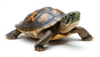 Obraz premium Close-up of a Painted Turtle against a white background