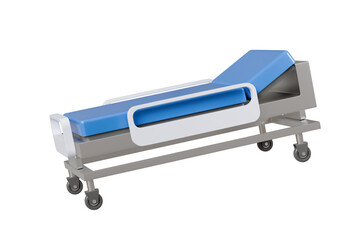 3d Patient Bed icon. Medical healthcare concept. Modern hospital featuring a bedroom. Minimal patient bed hospital medicals interior cartoon icon creative isolated transparent background. 3d render.