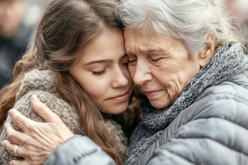 A Tender Embrace Between Daughter and Grandmother