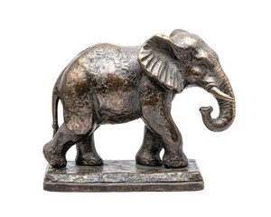 Fototapeta premium detailed statue of elephant, showcasing intricate textures and realistic pose, perfect for home decor or as gift. This unique piece adds charm and elegance to any space