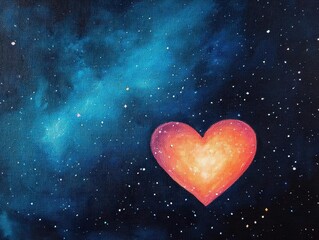Valentinethemed acrylic painting of a night sky with constellations forming a glowing heart