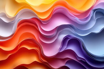 dynamic abstract background with flowing organic waves in vibrant gradient colors and elegant papercut dimensional effects