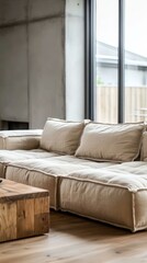 Modern Beige Sectional Sofa in a Contemporary Living Room