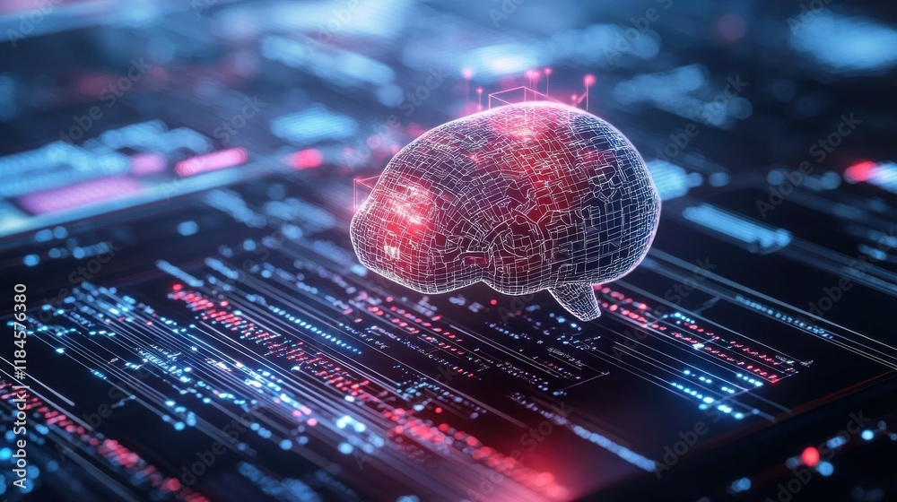 Poster glowing digital sphere representing intelligence and data networking