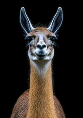 Llama Portrait: Majestic Creature's Close-Up,  Smiling Face, Soft Fur, Captivating Gaze.