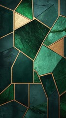 Textured geometric design featuring deep forest green and bright gold with a luxurious and rich contrast