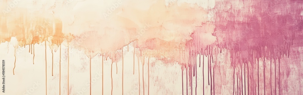 Aufkleber soft pencil strokes and natural dripping paint patterns create warmth in pink and amber tones
