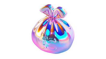 3d Rendering abstract Holographics shape illustraction isolated on white background