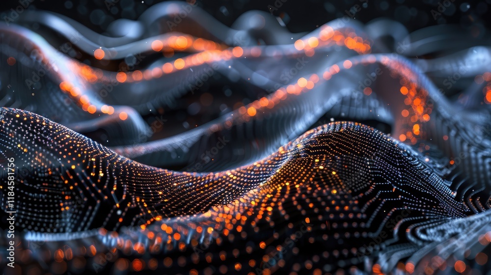 Poster explore a mesmerizing 3d visualization of intricate patterns that illuminate a dynamic landscape, se