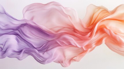 Obraz premium Soft pastel peach and lavender strokes dissolve into white creating an airy and serene effect in a calming design