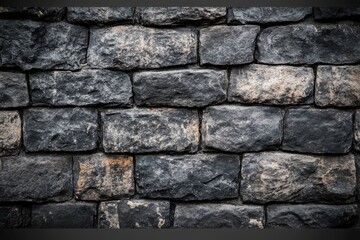 Obraz premium Dark Stone Wall Texture: A seamless, high-resolution image showcasing the rugged texture of a dark gray stone wall. Ideal for backgrounds, textures, and design projects.