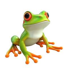 Obraz premium 3D Cartoon Frog Icon Sitting on transparent background Perfect for Fun Designs and Creative Projects