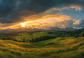 A beautiful landscape with a large hill and a valley