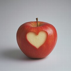 Obraz premium A red apple with a heart cut out of it