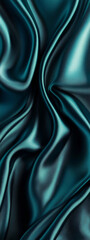 Fototapeta premium Emerald and dark teal abstract background. Silk satin fabric with shimmering glitter effects, smooth drapery folds, and a gentle gradient. Blank template.