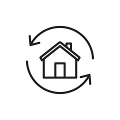 360 degree house icon Simple thin outline