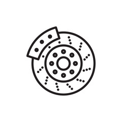 Car brake disk with caliper icon Simple thin outline