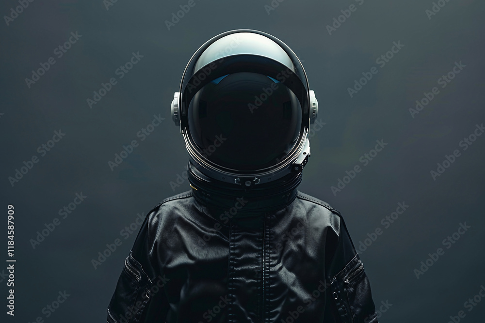 Wall mural image of cosmonaut in a protective spacesuit made generative ai technology on dark background
