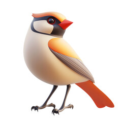 Obraz premium 3D Cartoon Icon of a Waxwing Bird with Colorful Plumage on a transparent background