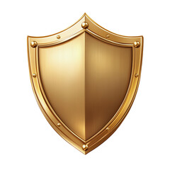 A gold shield with a pointed top and rounded bottom.