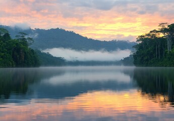 A beautiful lake with a mountain in the background