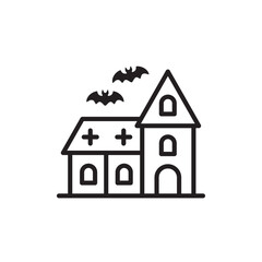 Haunted house icon Simple thin outline
