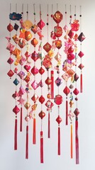 Upcycled decorfor Chinese New Year, vibrant and creative use of existing materials