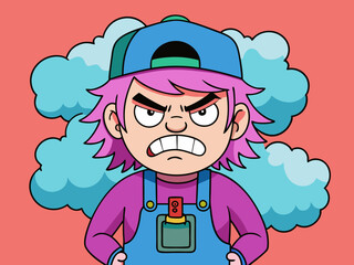 Cartoon Character with Angry Expression and Gritted Teeth – Emotional Character Design