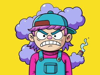 Cartoon Character with Angry Expression and Gritted Teeth – Emotional Character Design