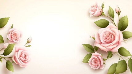 Delicate Pink Roses Floral Background Design