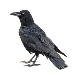 Fototapeta premium Photorealistic Black Raven on a Clean transparent background for Nature and Wildlife Photography