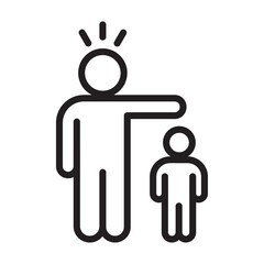 Parents scolding child icon Simple thin outline