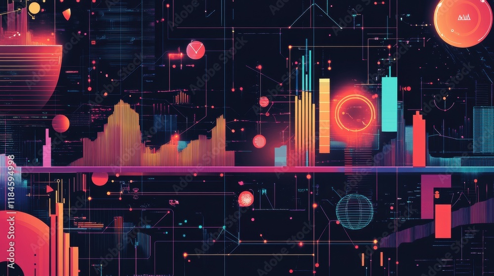 Leinwandbilder innovative financial planning dashboard featuring advanced ai systems, futuristic graphs, and digita