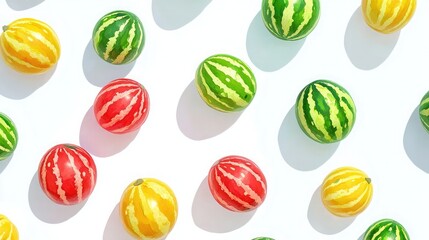 Watermelons isolated on a white background, presented with bright and vibrant colors