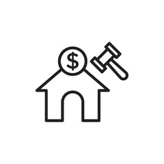 Real estate auction icon Simple thin outline