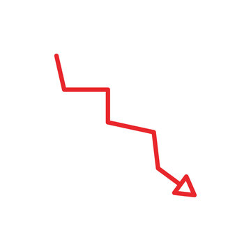 red Down arrow icon Simple thin outline