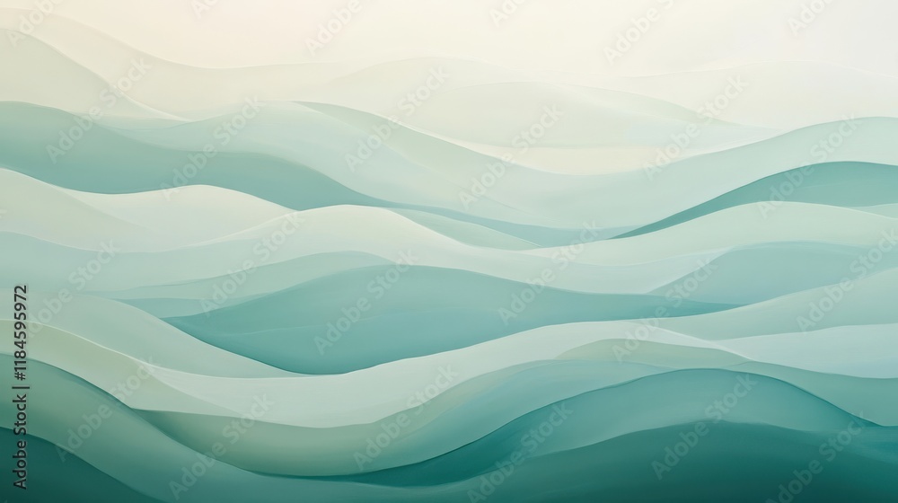 Poster smooth wavy gradient of ocean blue and seafoam green evokes tranquility and coastal serenity in an a