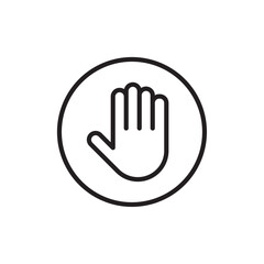 Stop sign with hand icon Simple thin outline