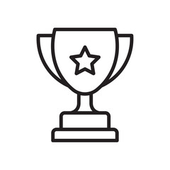 Trophy cup with star icon Simple thin outline